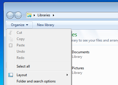 Folder search options Win vista or 7